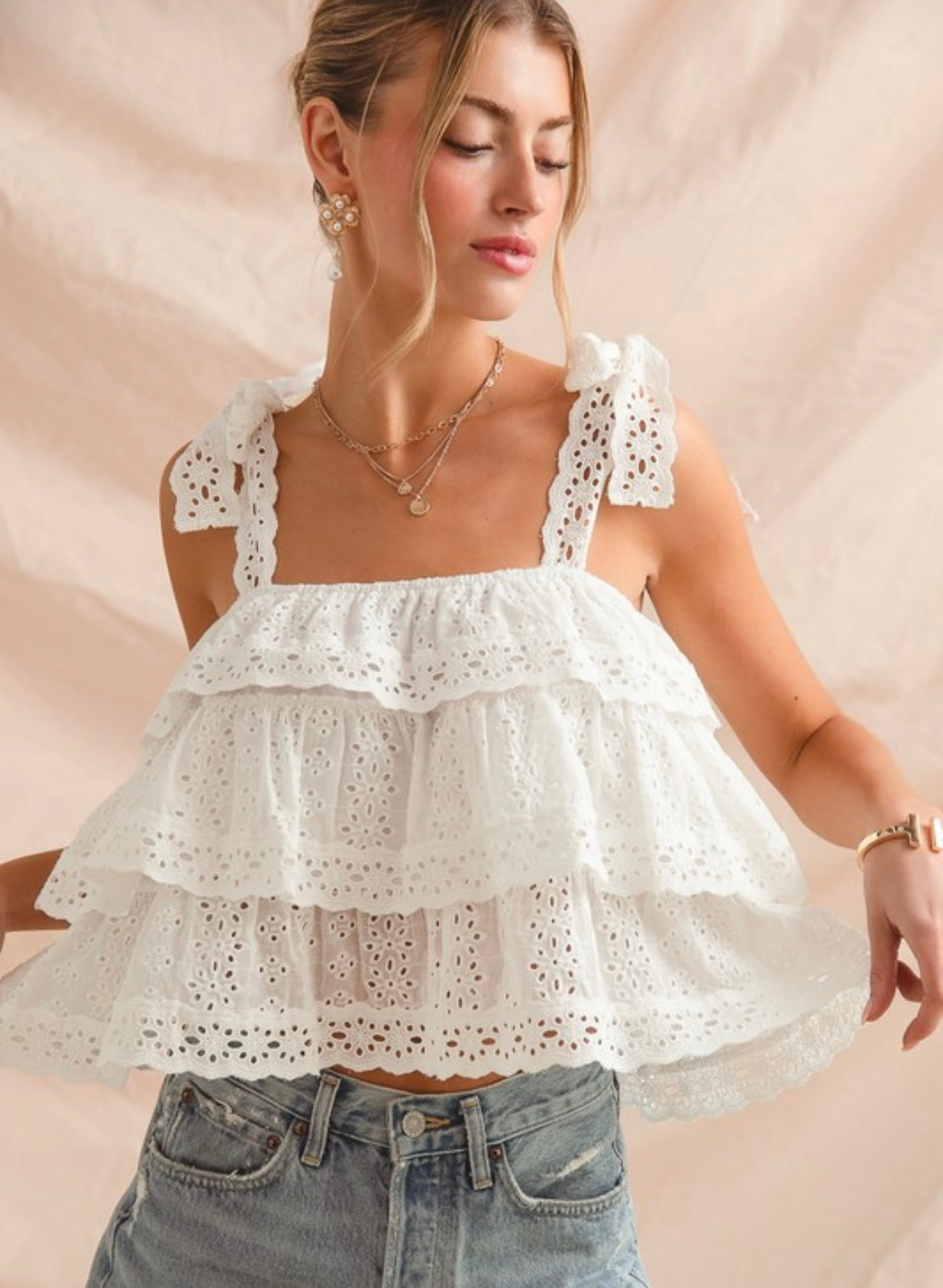 Lace Tiered Top