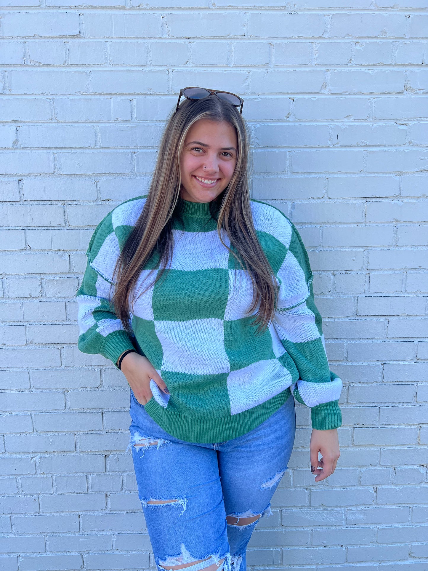 Green Checkered Sweater