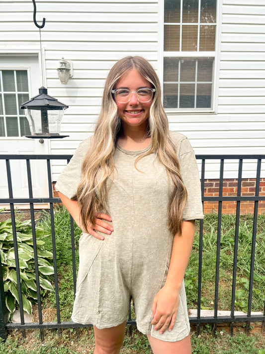 Sage Mineral Washed Romper
