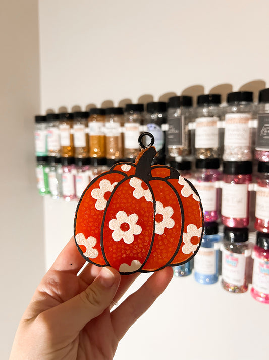 Orange floral pumpkin freshie